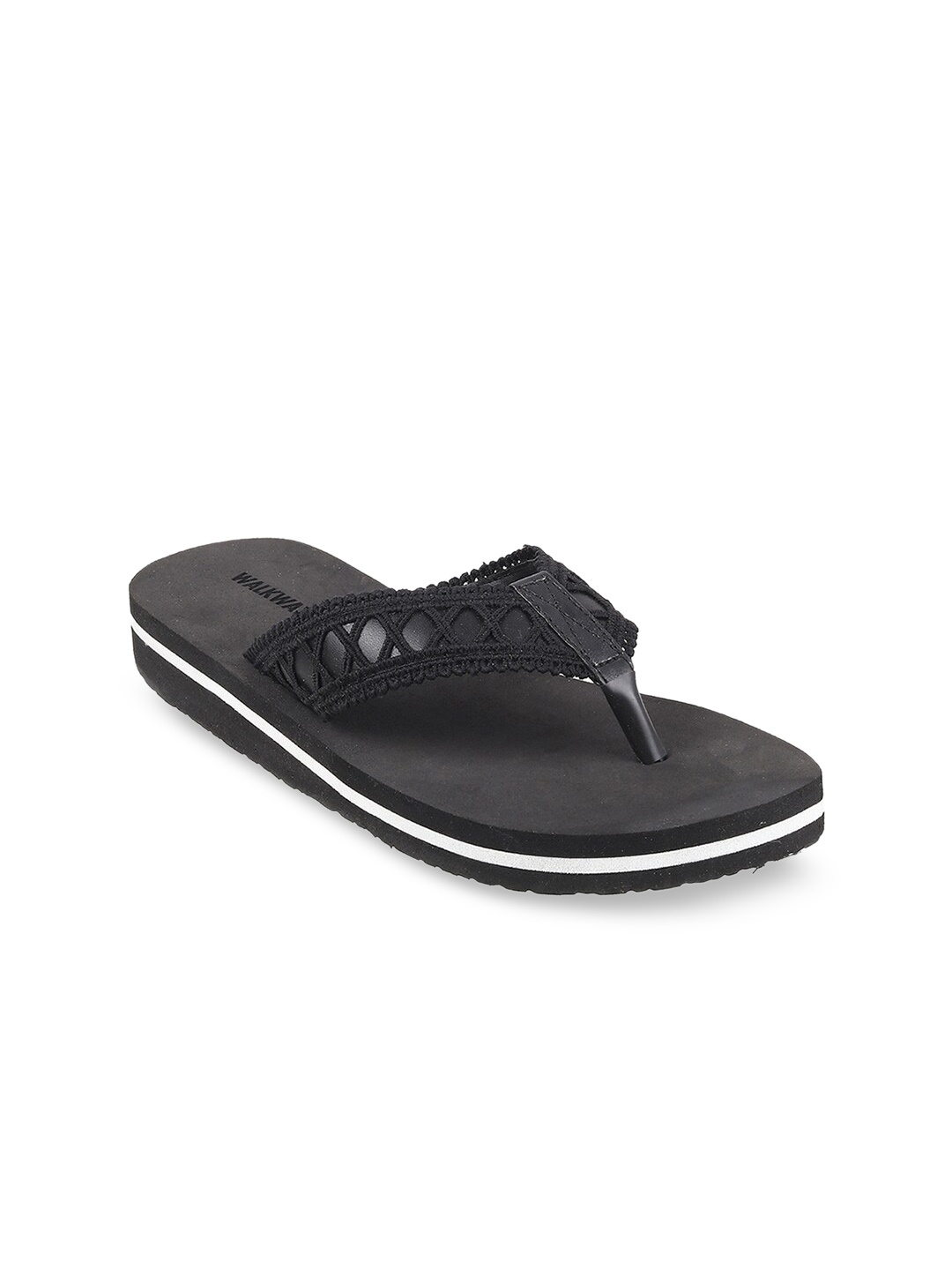 

WALKWAY by Metro Women Black Open Toe Flats with Laser Cuts