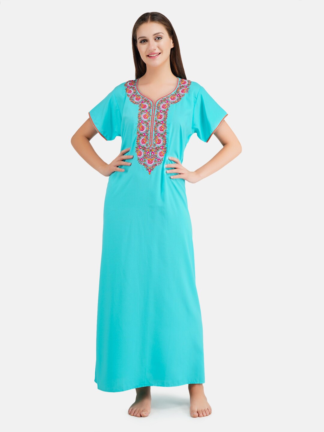 

KOI SLEEPWEAR Blue Embroidered Maxi Nightdress With Pockets