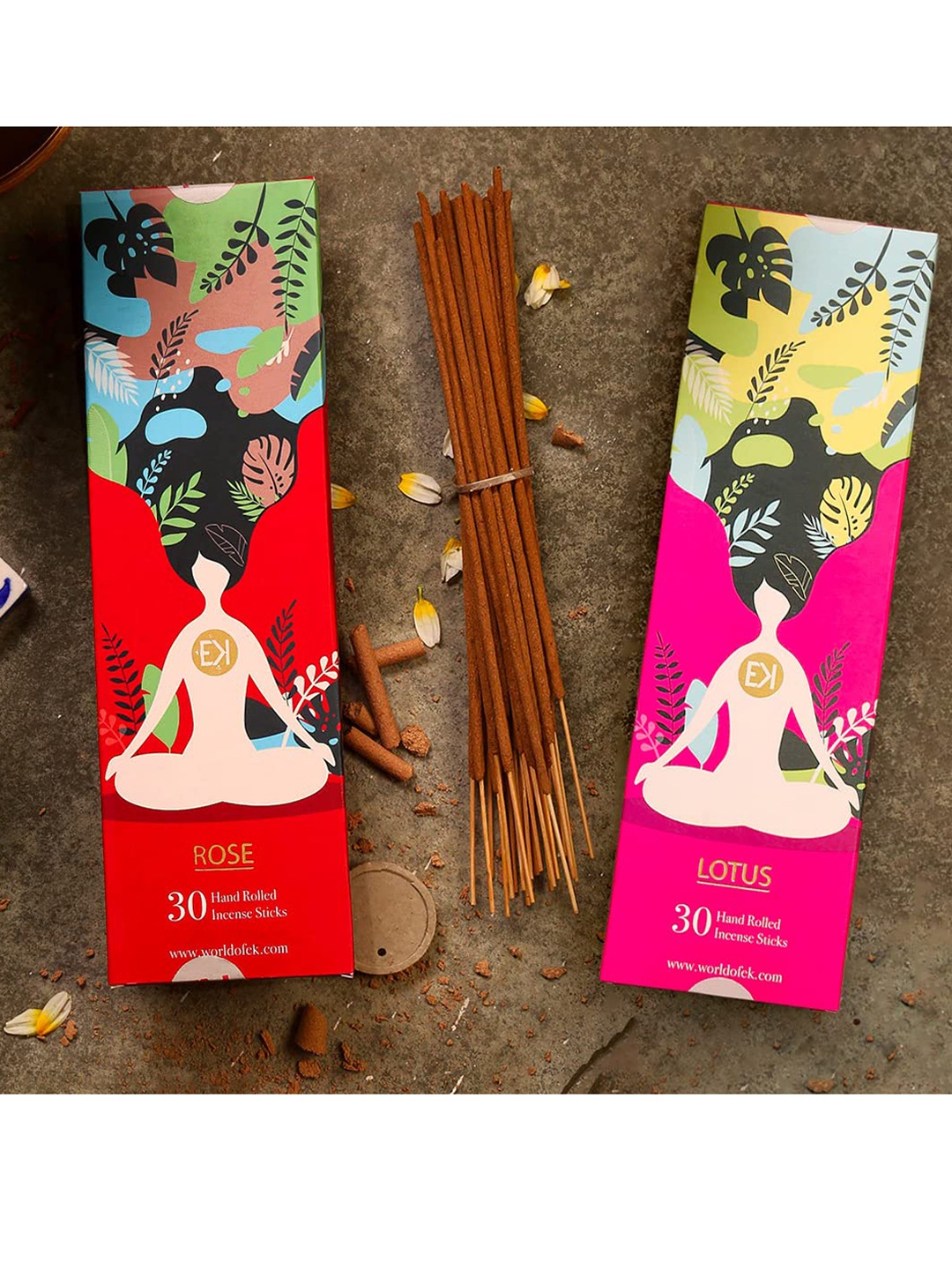 

EK BY EKTA KAPOOR Set Of 2 Shanti Combo pack -100% Natural incense sticks-Lotus & Rose, Brown