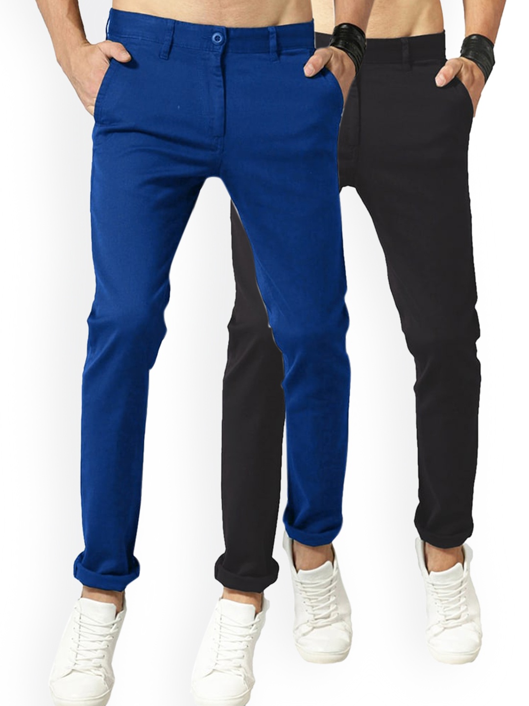 

AD & AV Men Multicoloured Classic Easy Wash Chinos Trousers, Multi