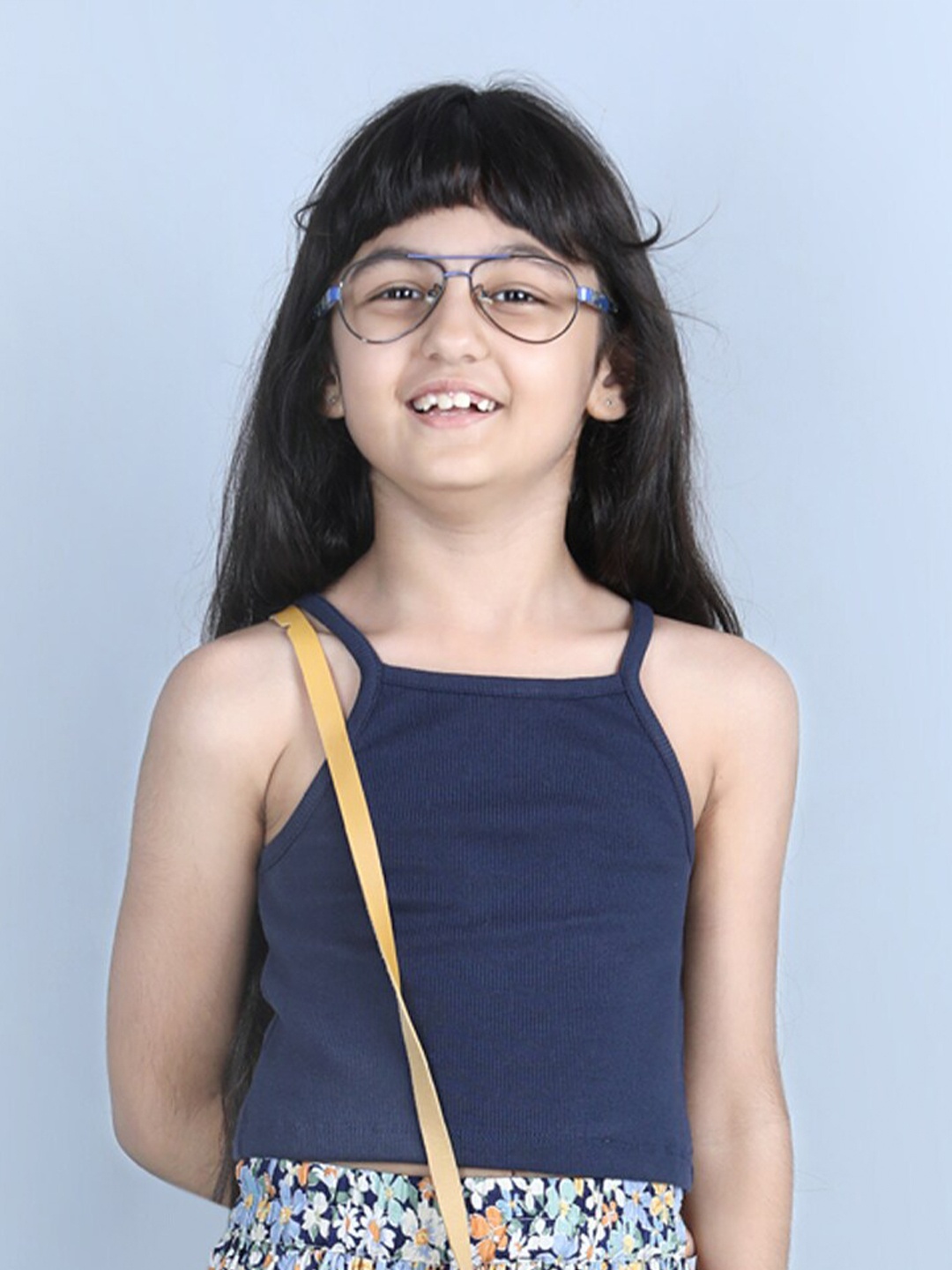 

luyk Girls Navy Blue Crop Top