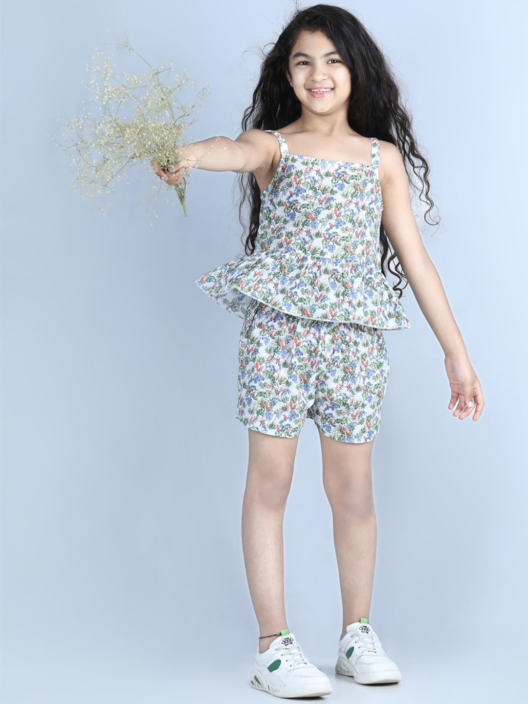 

luyk Girls Multicoloured Printed Cotton Top with Shorts, Multi