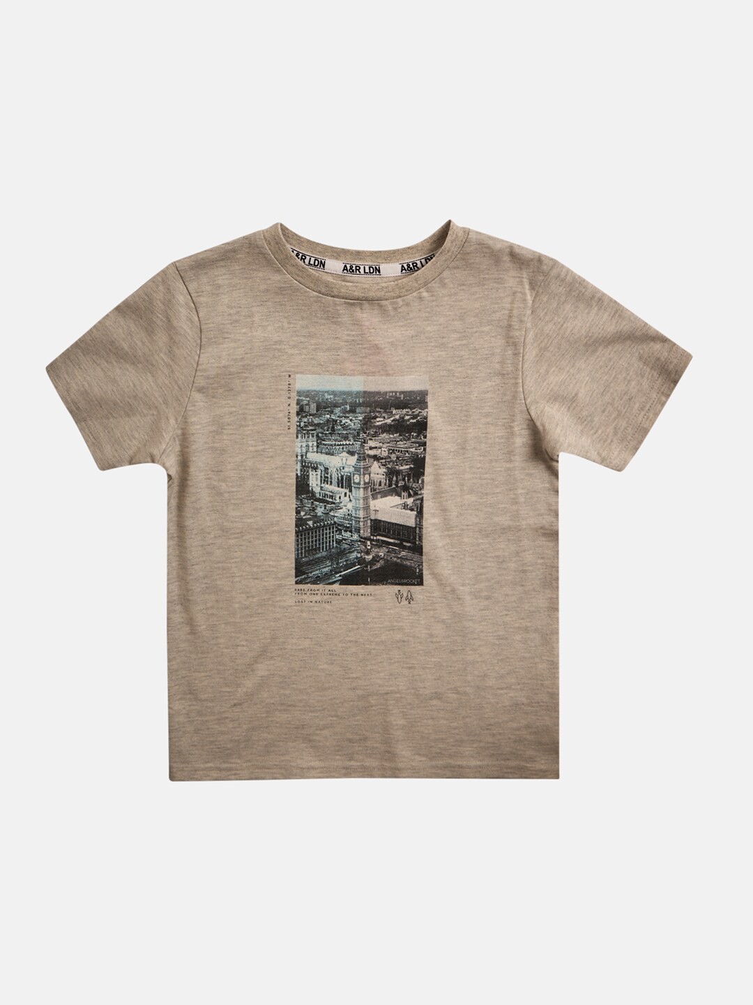 

Angel & Rocket Boys Beige Printed T-shirt