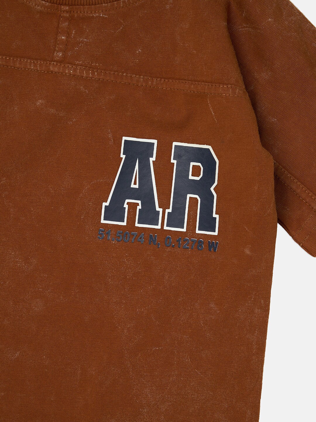 

Angel & Rocket Boys Brown Typography Henley Neck Applique T-shirt