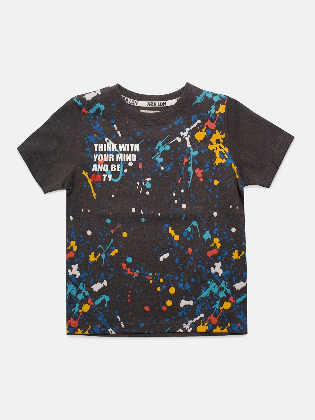 

Angel & Rocket Boys Black Printed Applique T-shirt