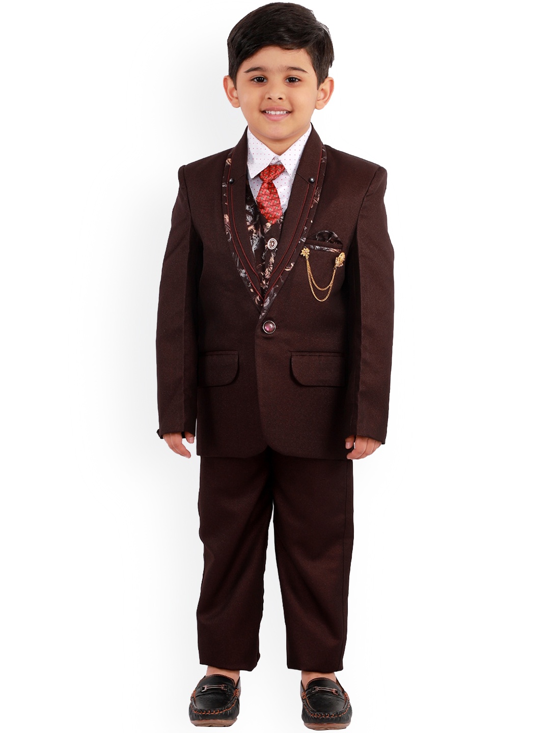 

FOURFOLDS Boys Maroon 5-Piece Party Suit