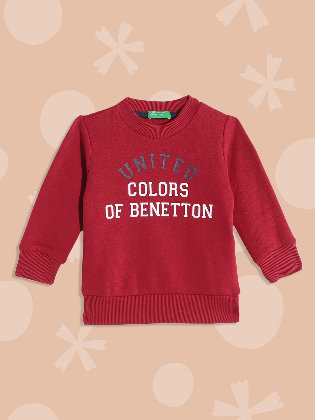 

United Colors of Benetton Boys Red Brand Logo Printed Sweatshirt