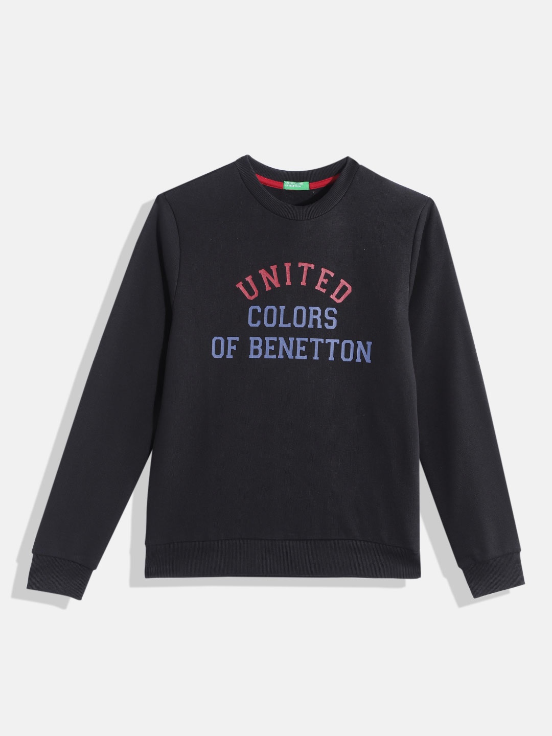 

United Colors of Benetton Boys Black Brand Logo Printed Sweatshirt