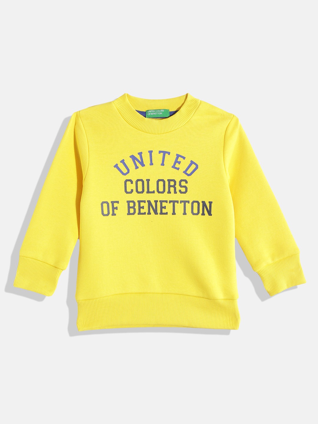 

United Colors of Benetton Boys Yellow & Black Brand Logo Printed Sweatshirt