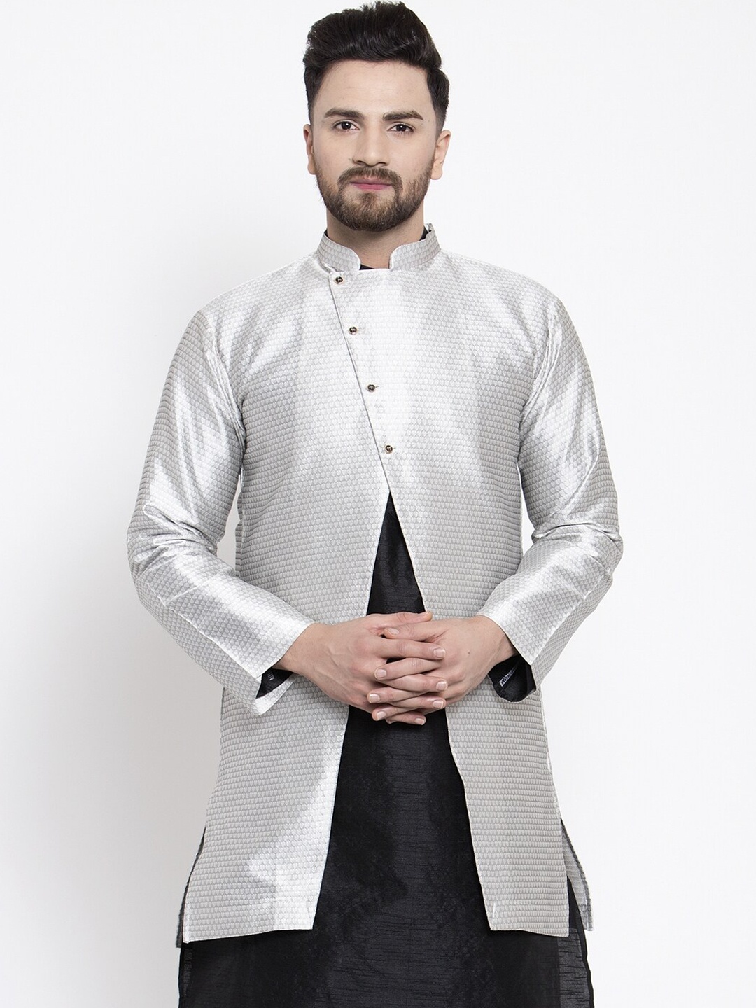 

Kaifoo Men Silver-Toned Tailored Jacket