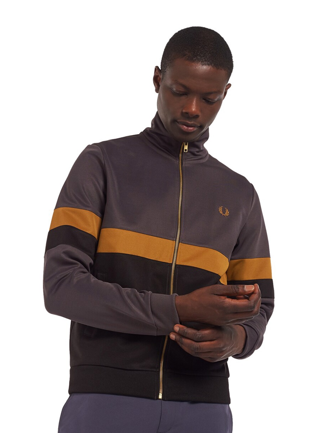 

Fred Perry Men Grey Colourblocked Sweatshirt