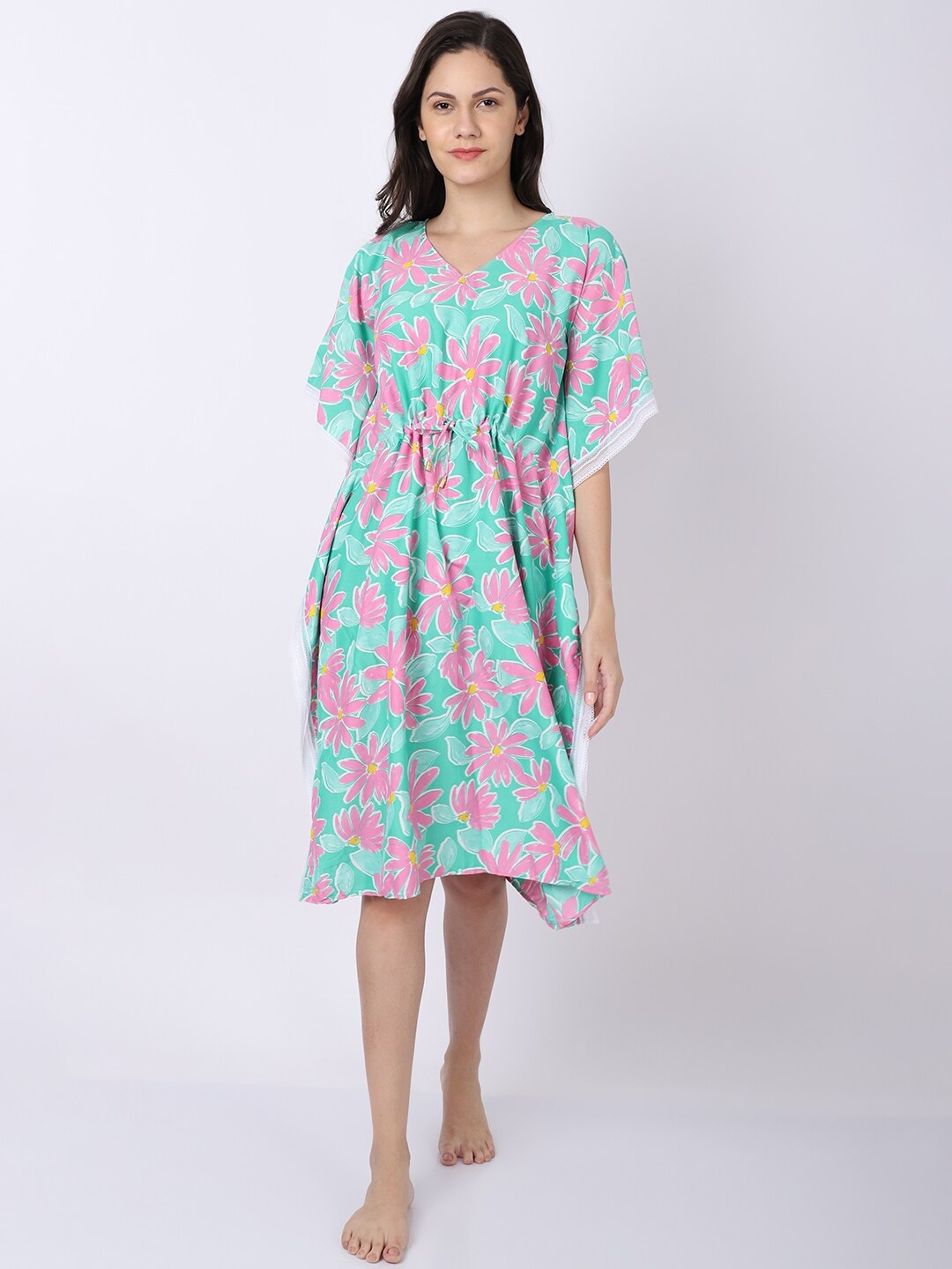 

EROTISSCH Green Floral Printed Nightdress