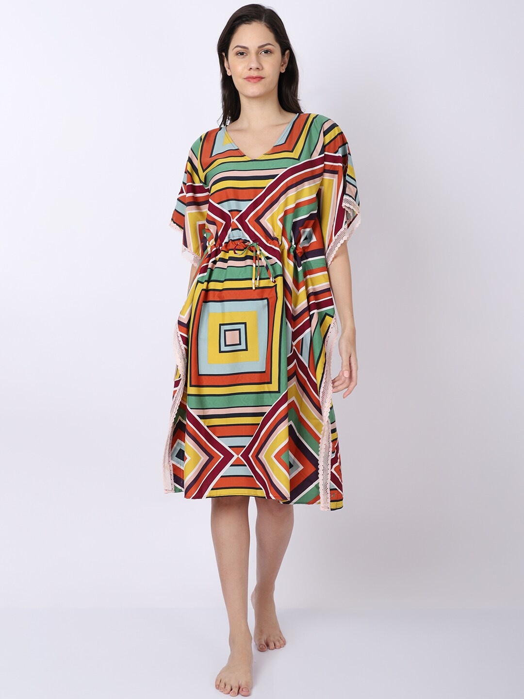 

EROTISSCH Multicoloured Printed Kaftan Nightdress, Multi
