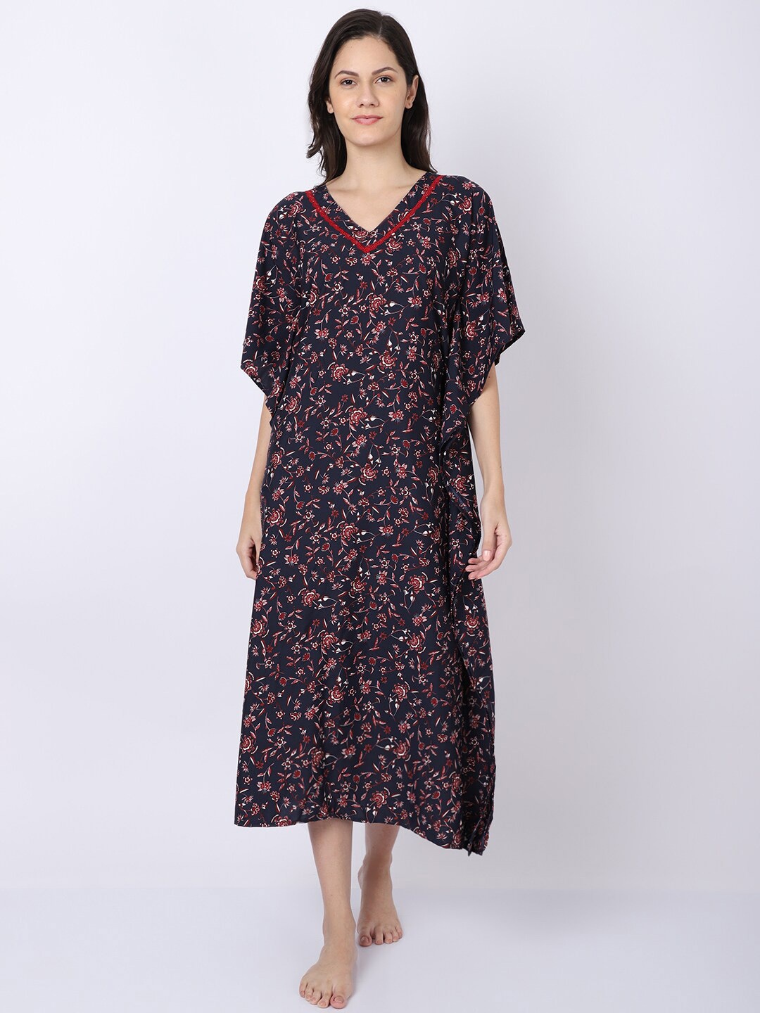 

EROTISSCH Blue Printed Kaftan Maxi Nightdress