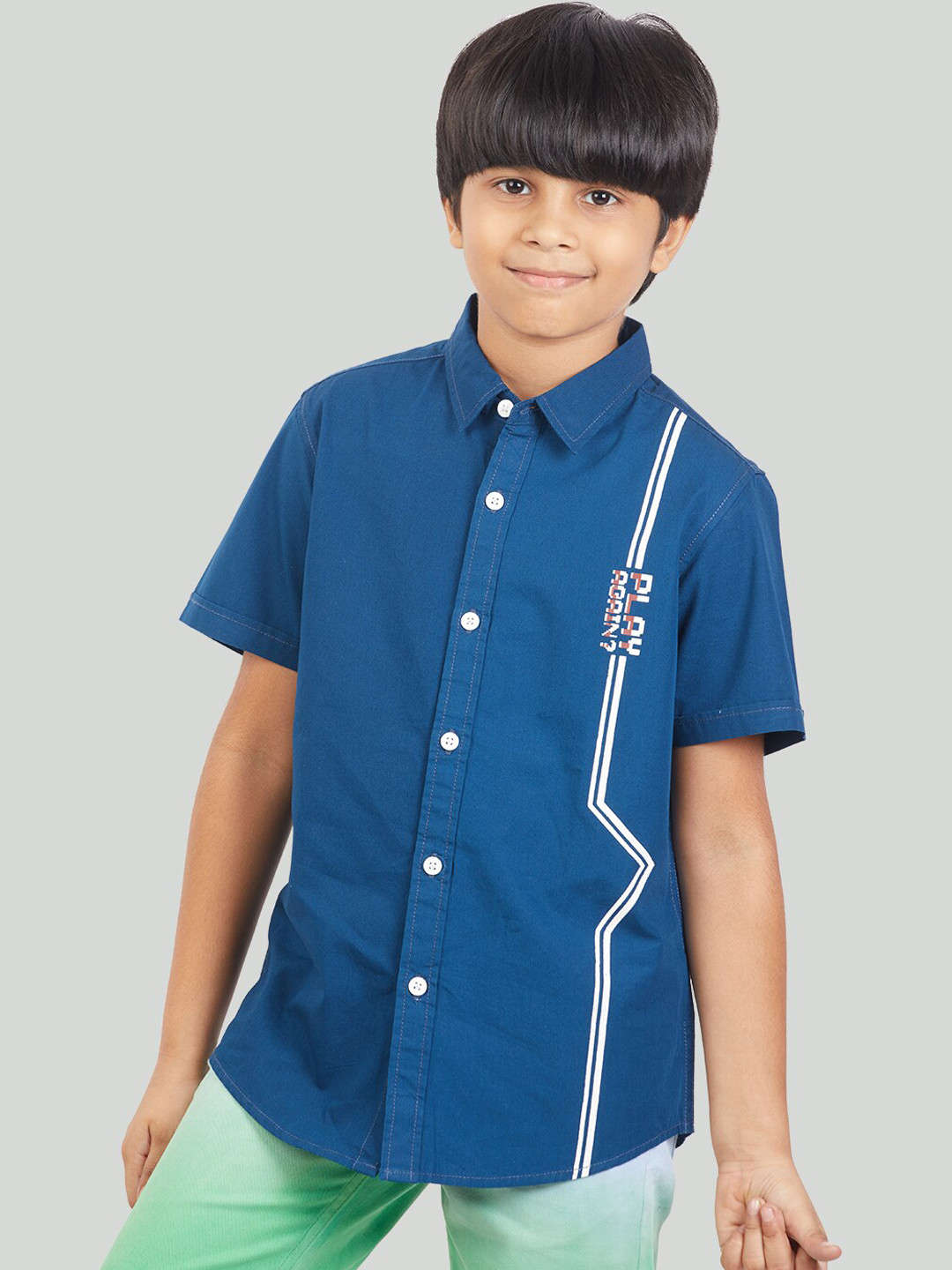

Zalio Boys Navy Blue Comfort Casual Shirt