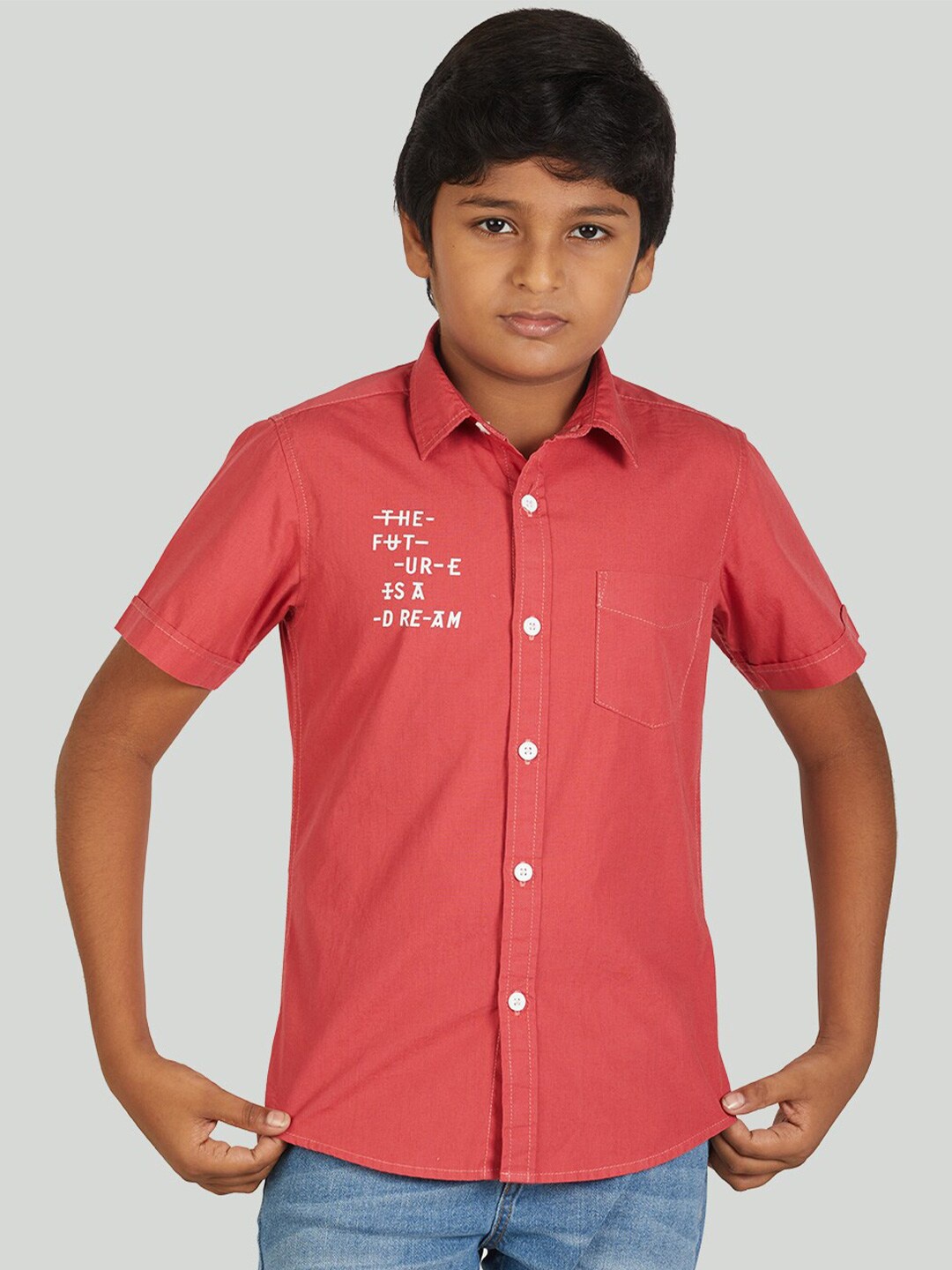 

Zalio Boys Red Comfort Casual Shirt