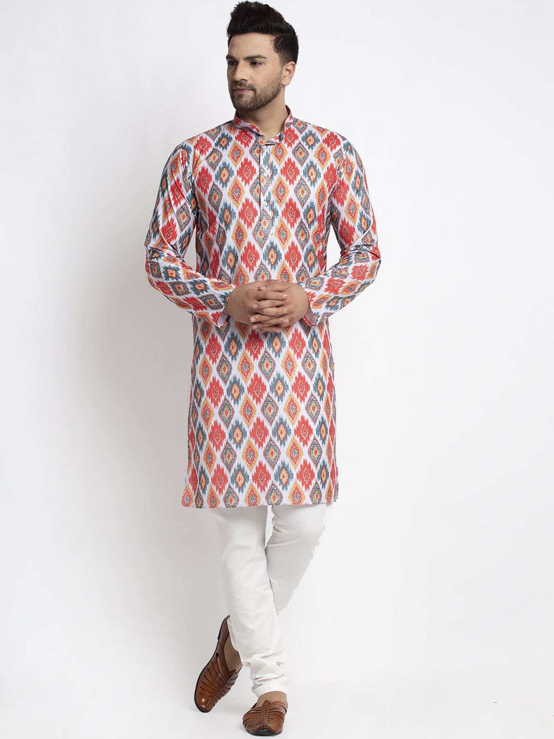 

Kaifoo Men Multicoloured Geometric Thread Work Kurta, Multi