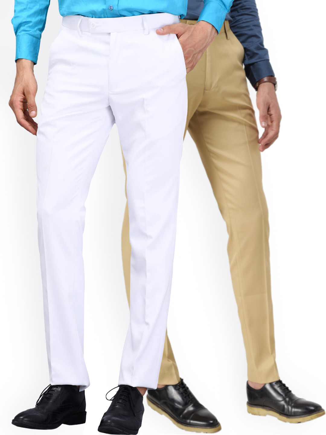 

Vandnam Fabrics Men White Smart Slim Fit Trousers