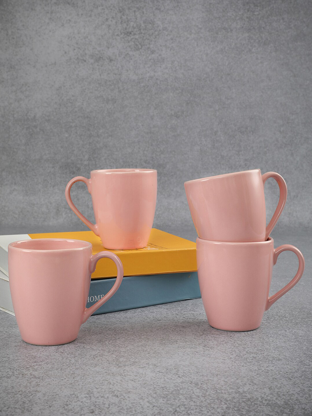 

HomeTown Pink Solid Set of 4 Ceramic Glossy Mugs