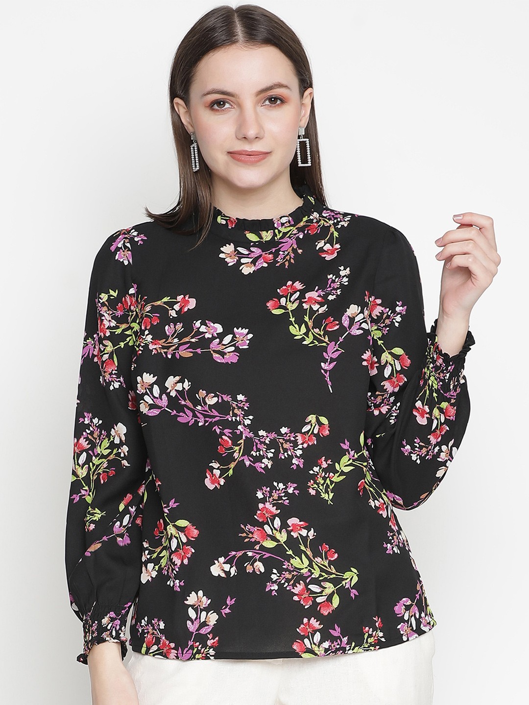 

Oxolloxo Black Floral Print Top