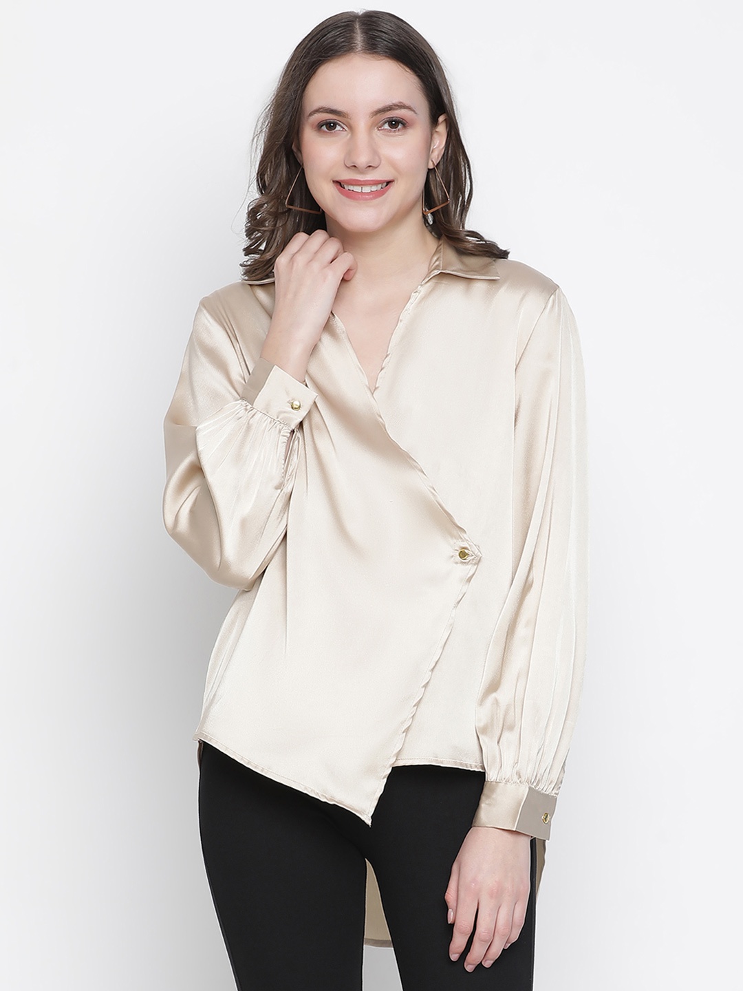 

Oxolloxo Beige Layered Wrap Top