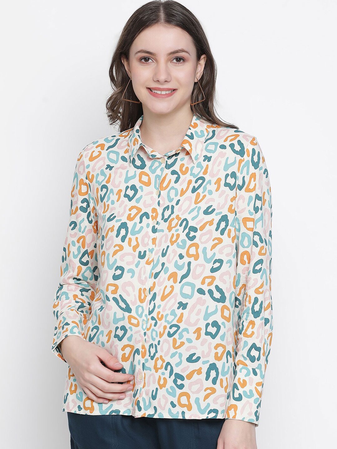 

Oxolloxo Women Multicoloured Classic Abstract Printed Casual Shirt, Multi