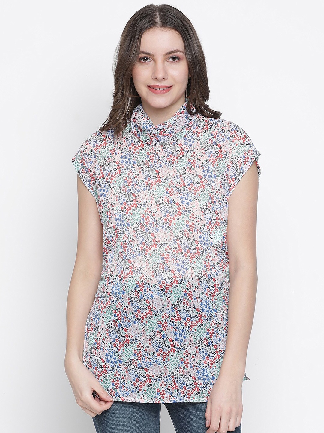 

Oxolloxo Multicoloured Floral Print High-Low Top, Multi