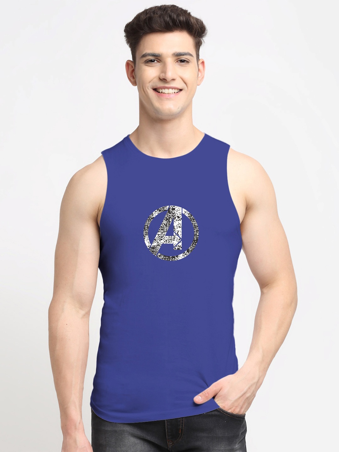

Friskers Men Blue Printed Innerwear Vest