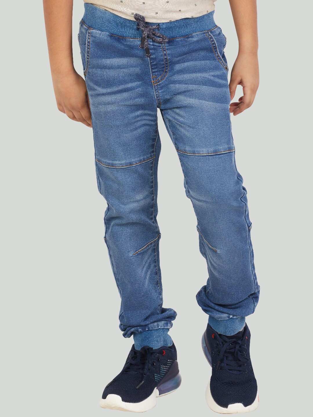 

Zalio Boys Blue Jogger Mildly Distressed Light Fade Jeans