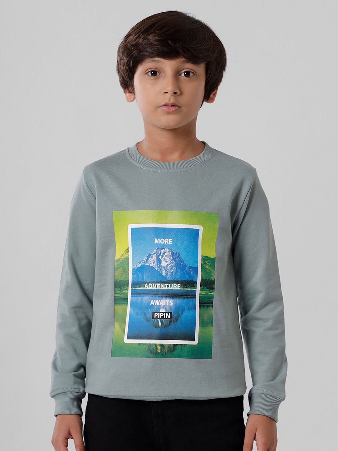 

PIPIN Boys Grey Printed Sweatshirt