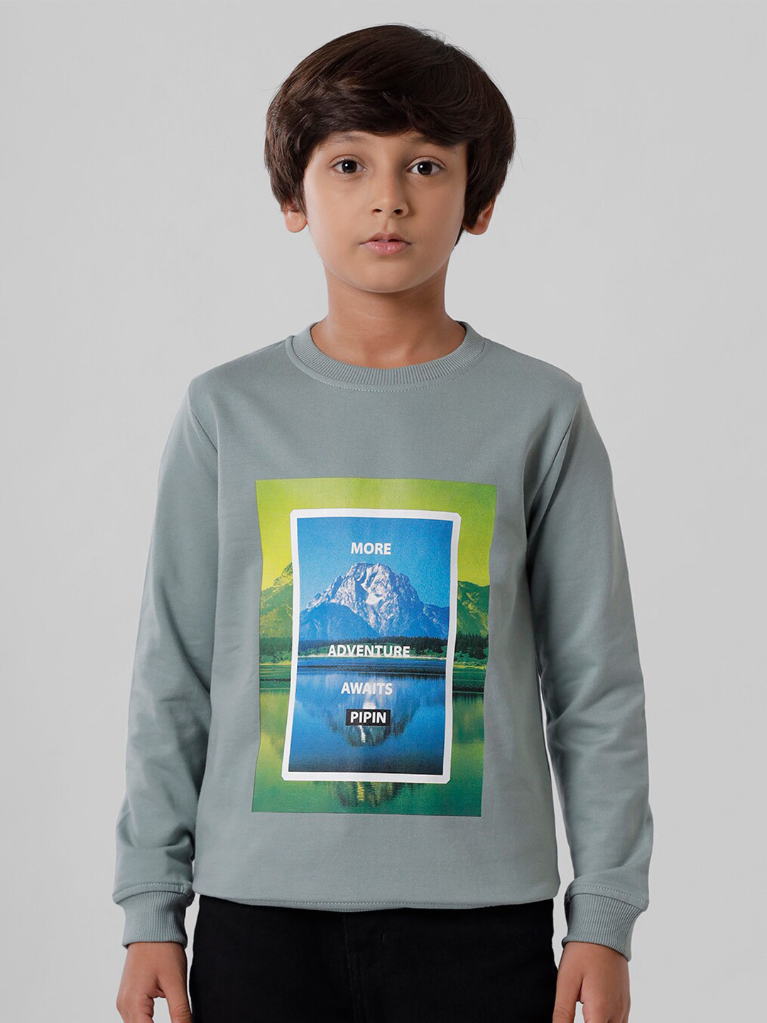 

PIPIN Boys Grey Printed Sweatshirt