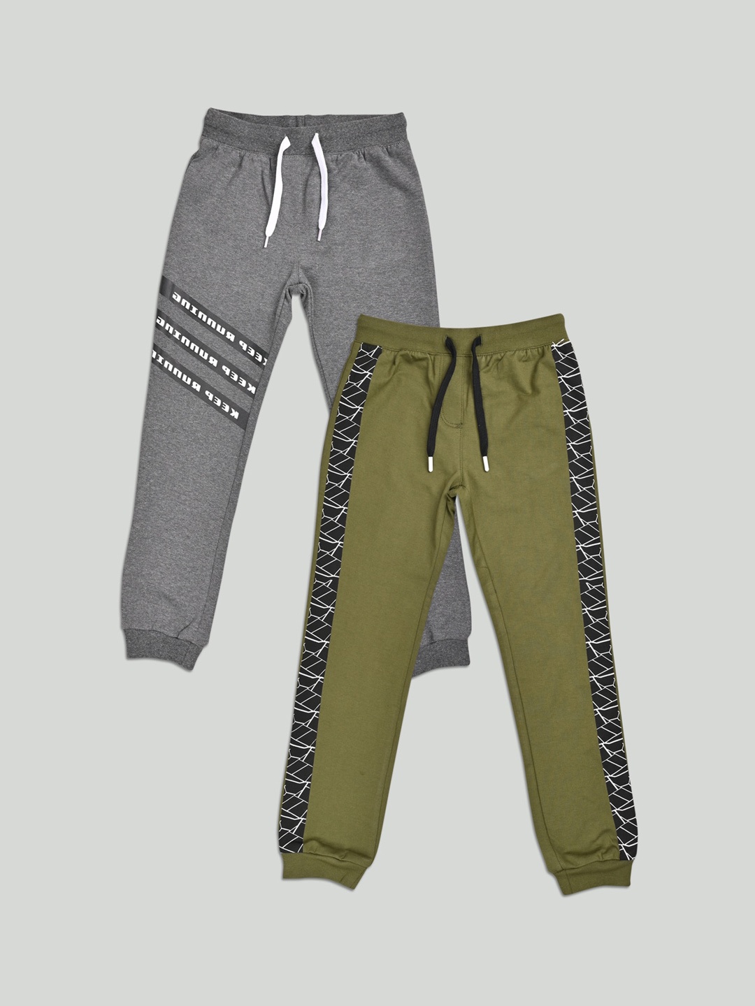 

Zalio Boys Pack Of 2 Solid Pure Cotton Joggers, Grey
