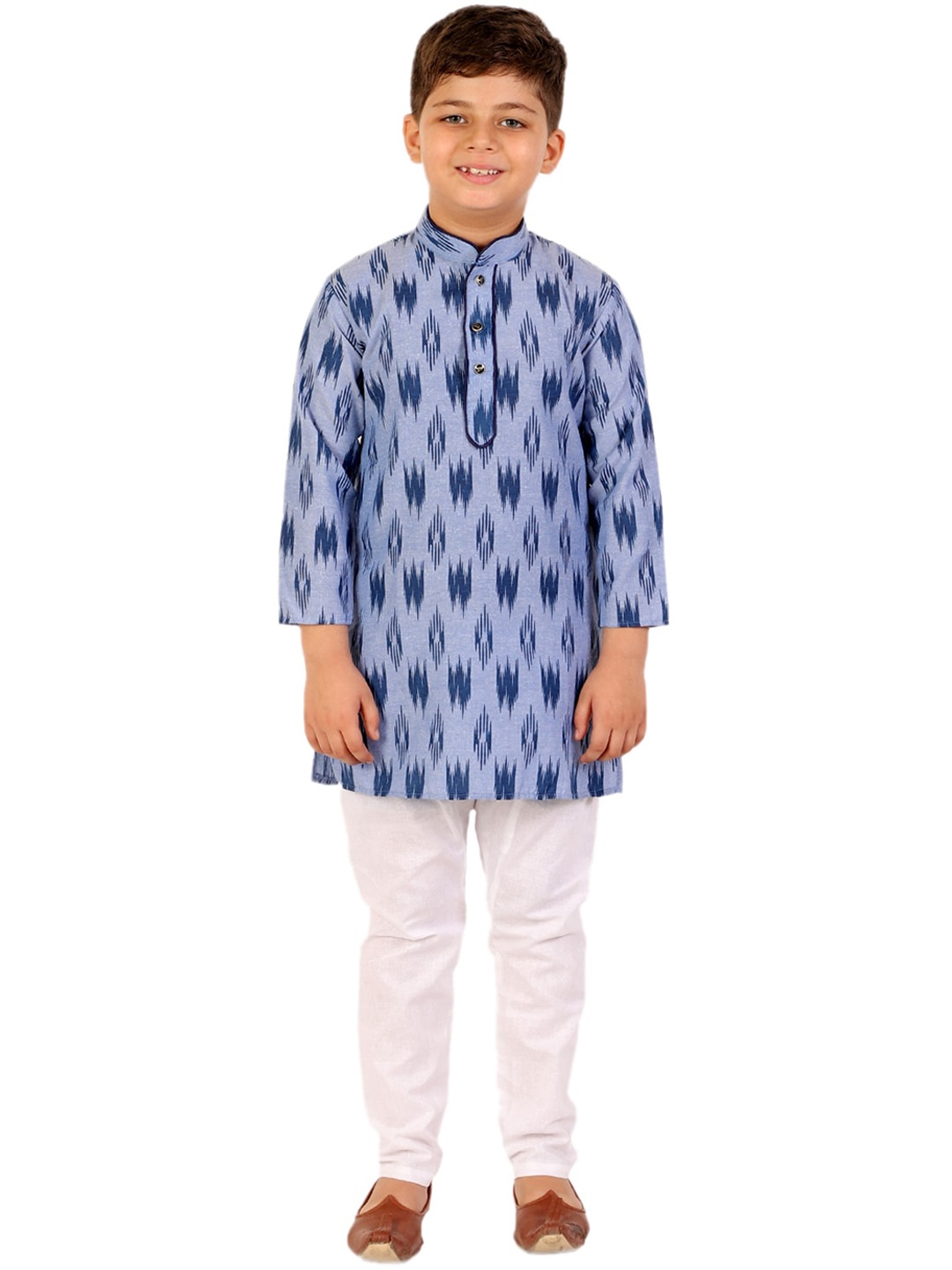

Pro-Ethic STYLE DEVELOPER Boys Blue Printed Pure Cotton Kurti with Pyjamas