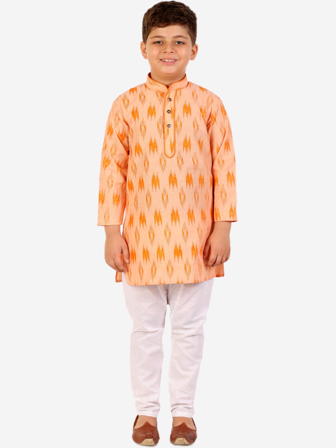 

Pro-Ethic STYLE DEVELOPER Boys Orange Striped Pure Cotton Kurta with Pyjamas