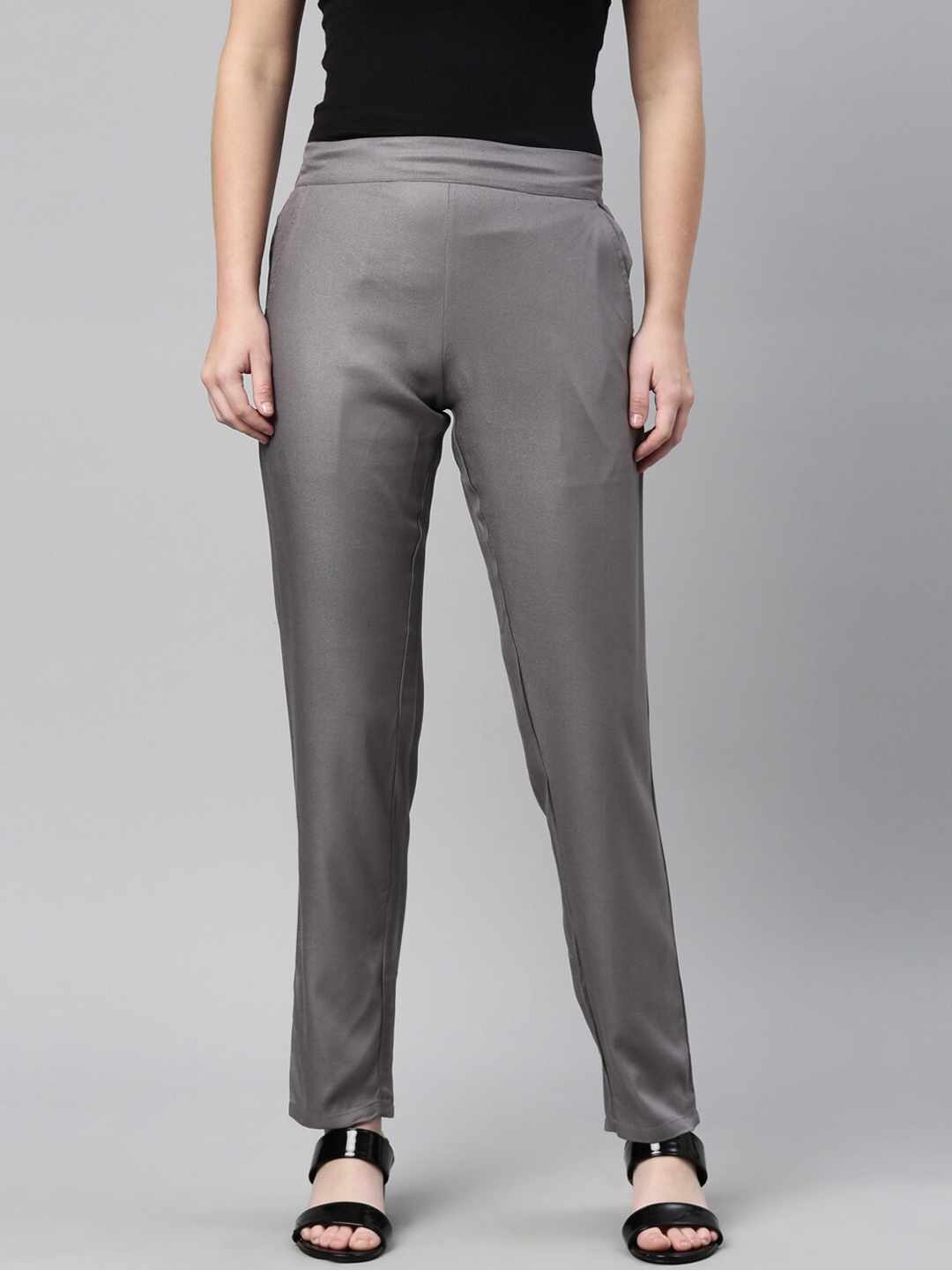 

LAYA Women Grey Pencil Trousers