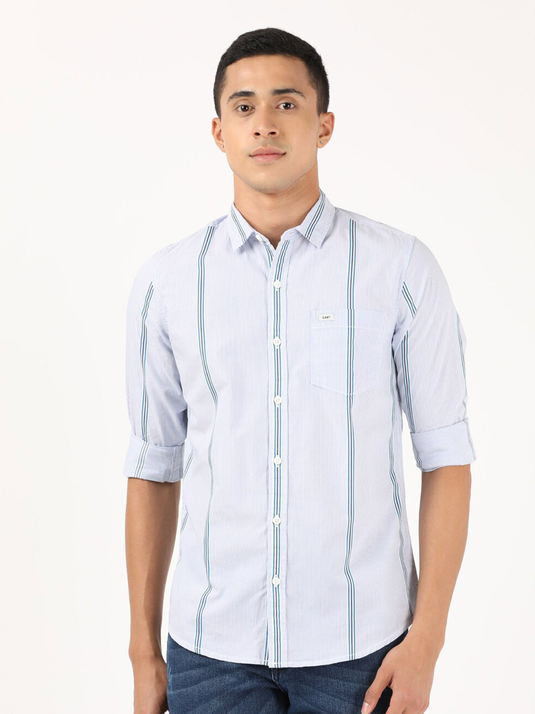 

Lee Men Purple Classic Slim Fit Striped Casual Shirt