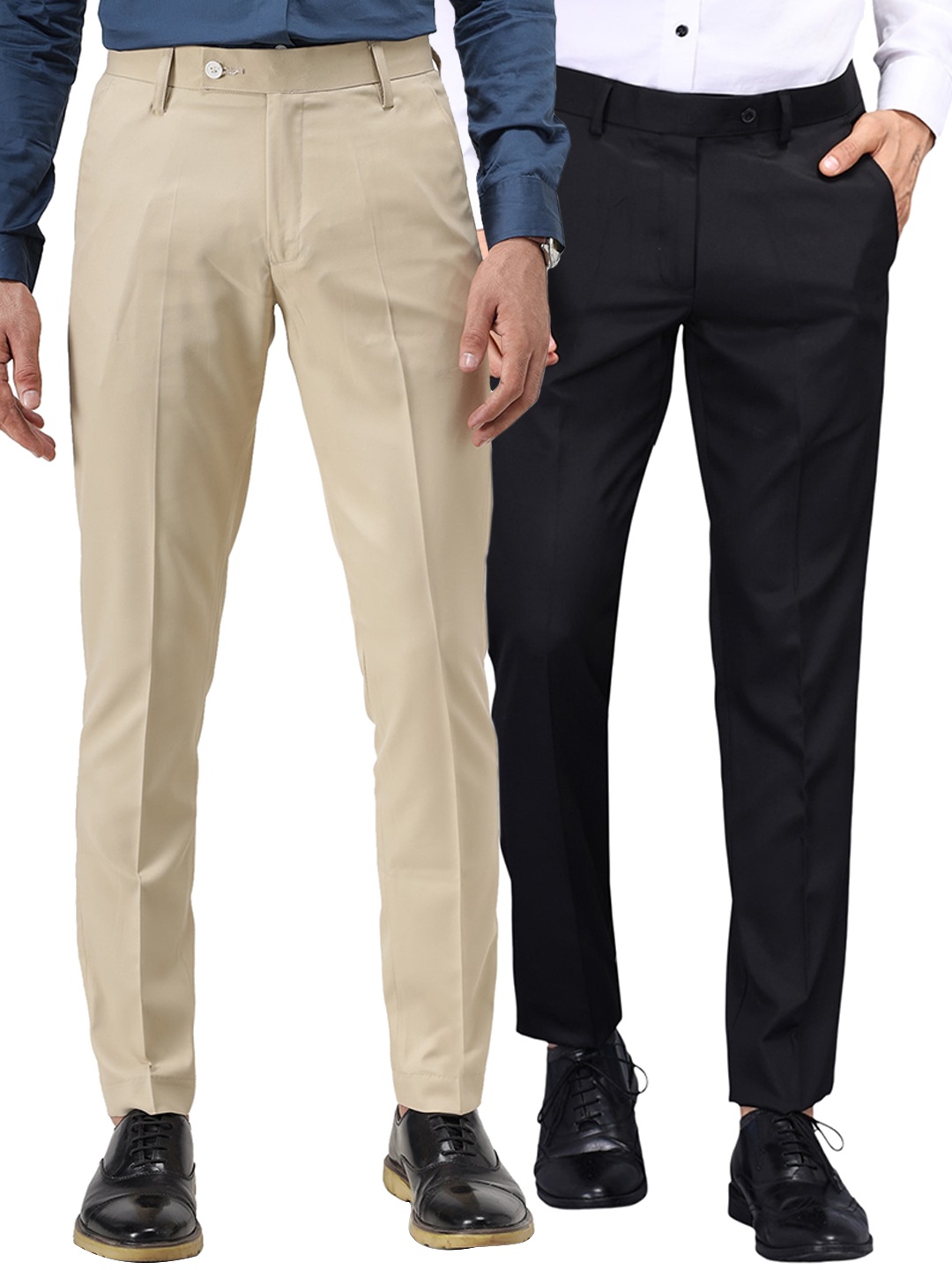 

Vandnam Fabrics Men Blue Smart Slim Fit Trousers