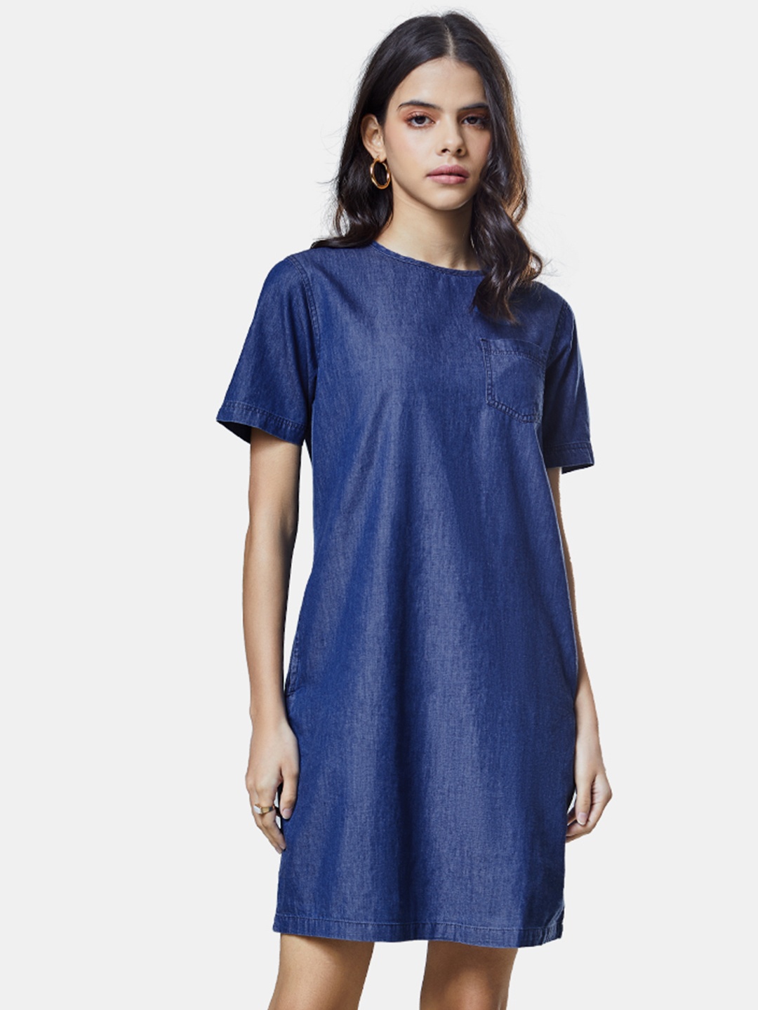 

The Souled Store Women Denim Perfectly Pretty Solid Dress, Blue