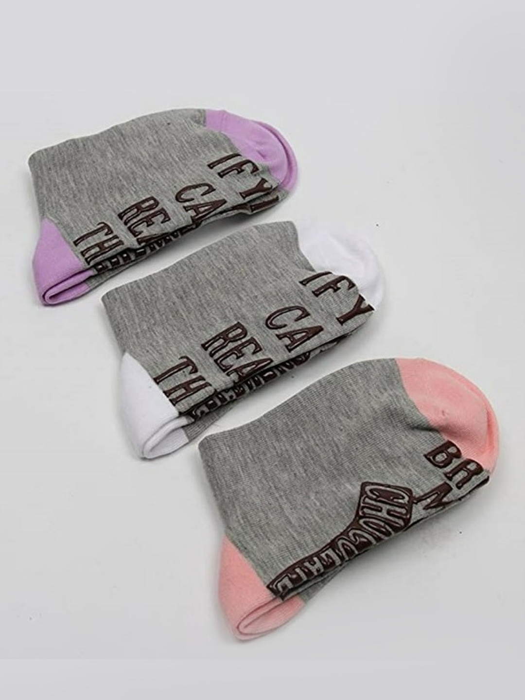 

EL REGALO Unisex Pack of 3 Grey Patterned Socks