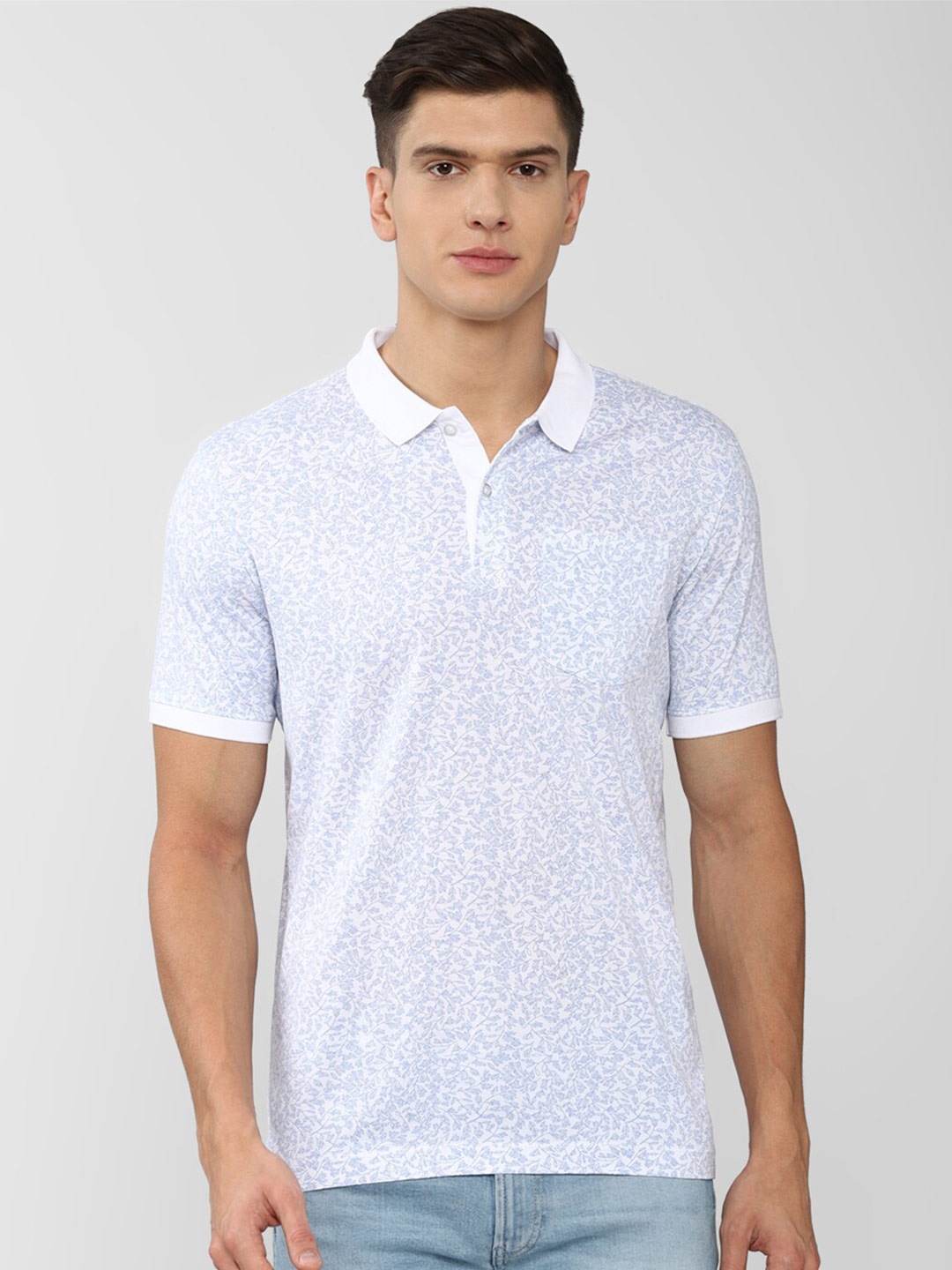 

Van Heusen Men Blue Printed Polo Collar T-shirt