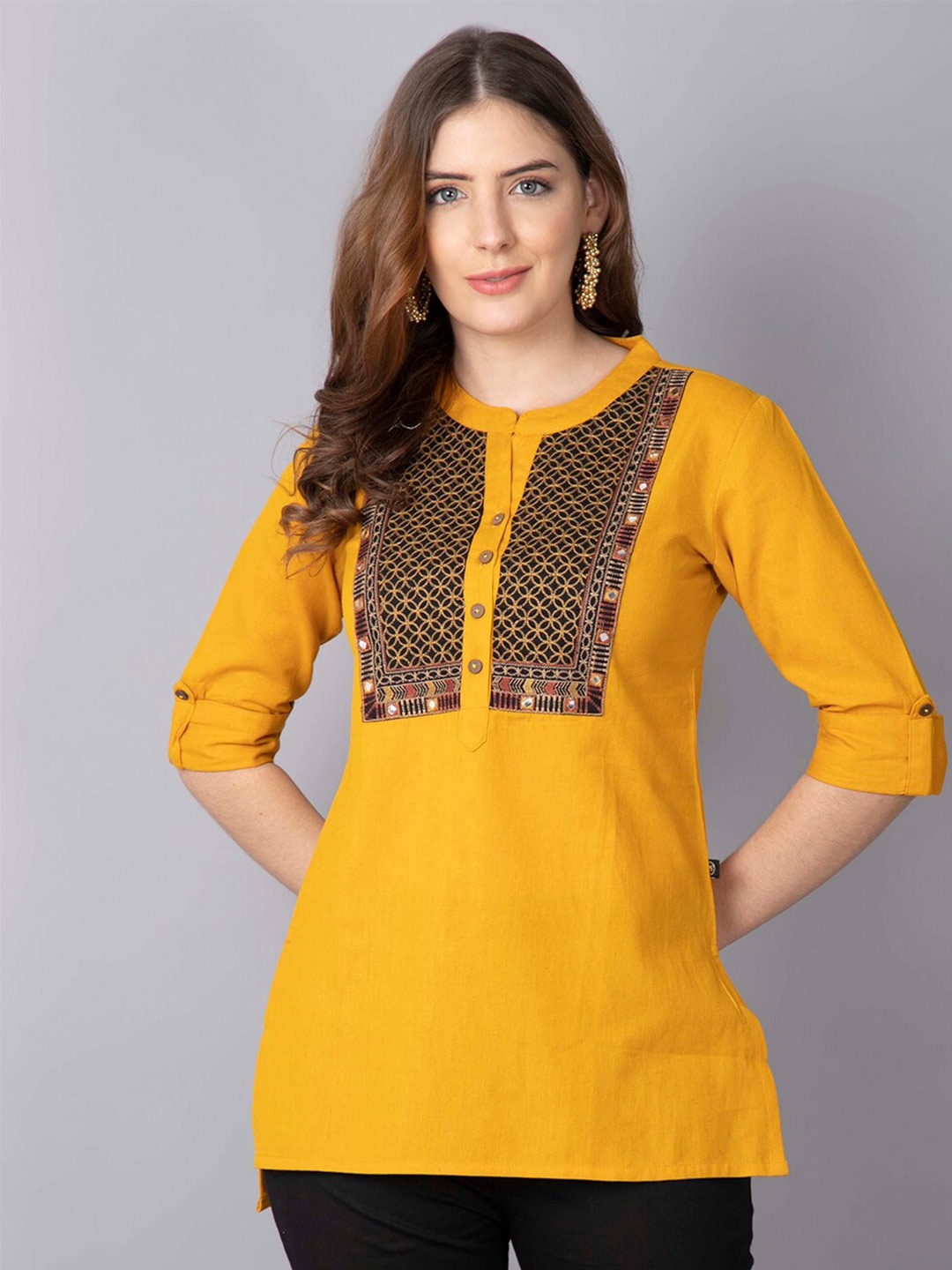 

Pistaa Yellow Embroidered Kurti