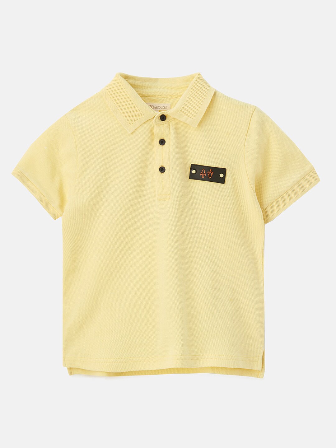 

Angel & Rocket Boys Yellow & cookies and cream Polo Collar Applique T-shirt