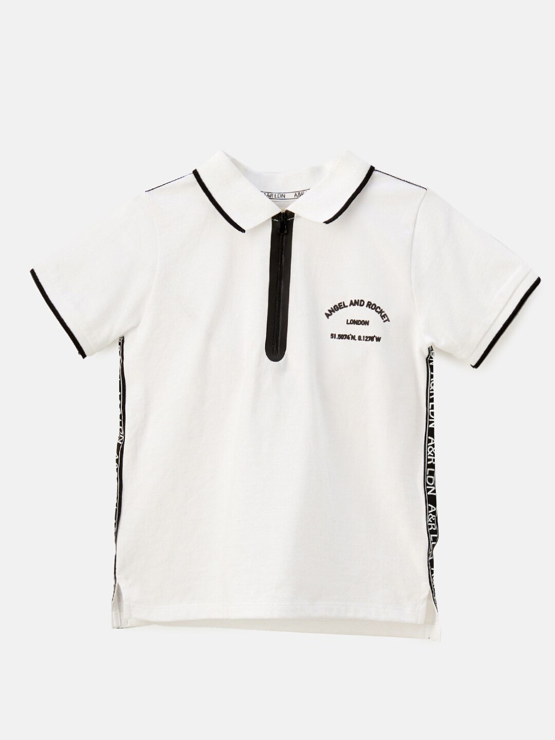 

Angel & Rocket Boys White V-Neck Applique T-shirt