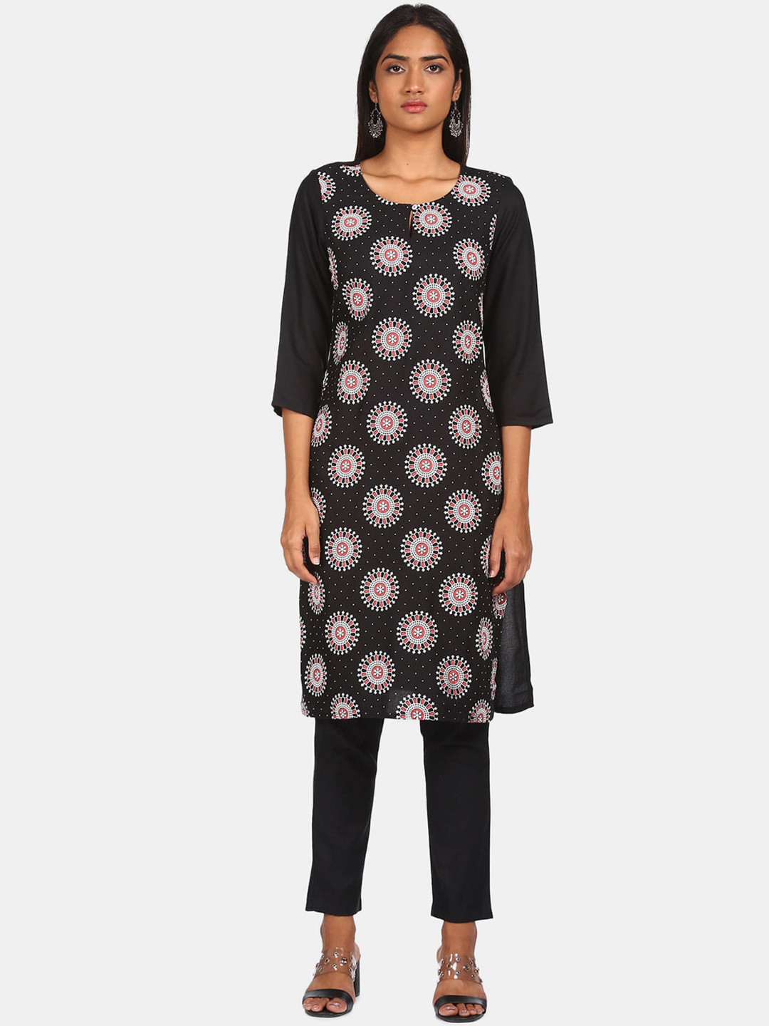 

Karigari Women Black Ethnic Motifs Printed Kurta