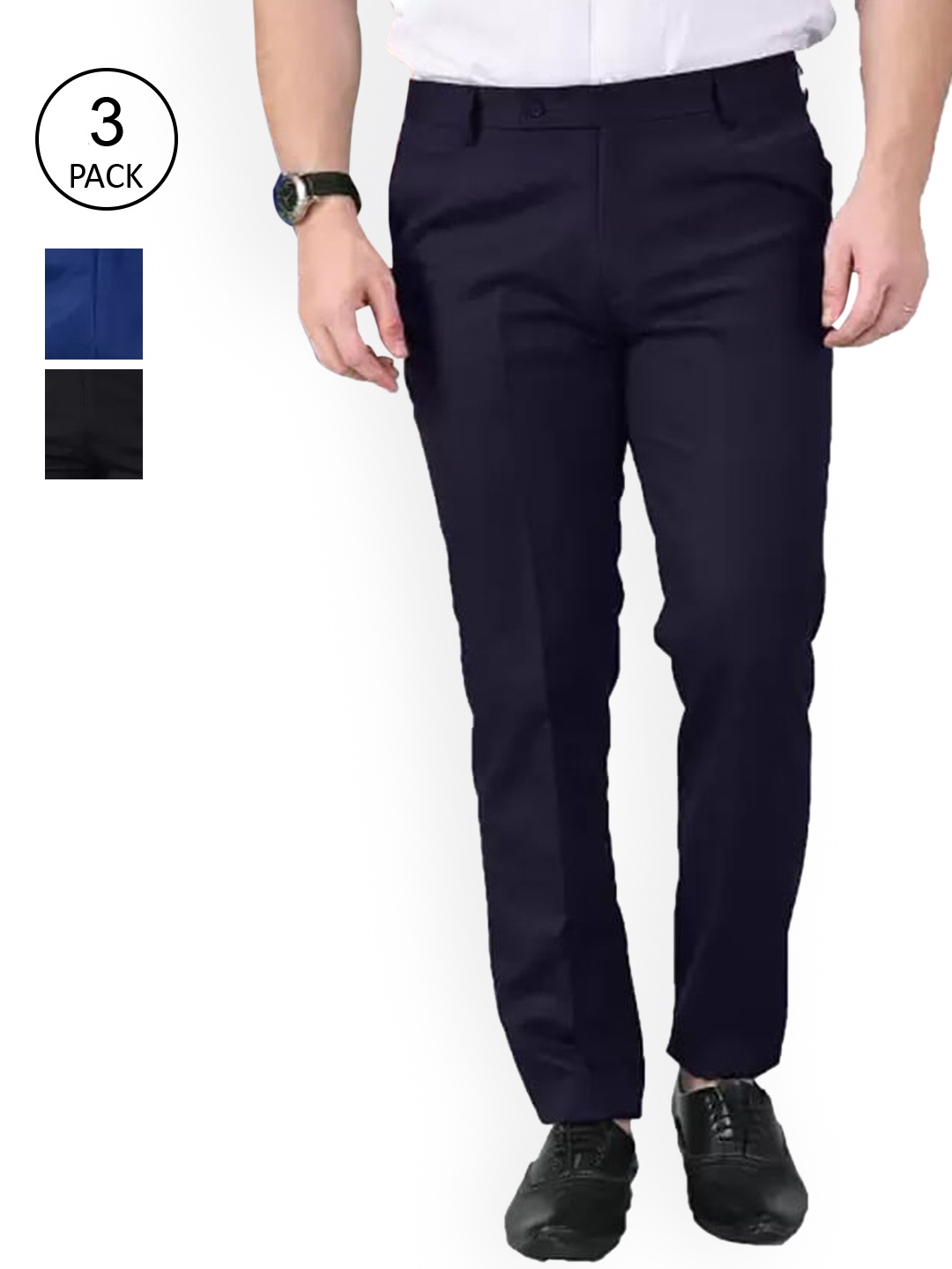 

AD & AV Men Multicoloured Classic Easy Wash Chinos Trousers, Multi