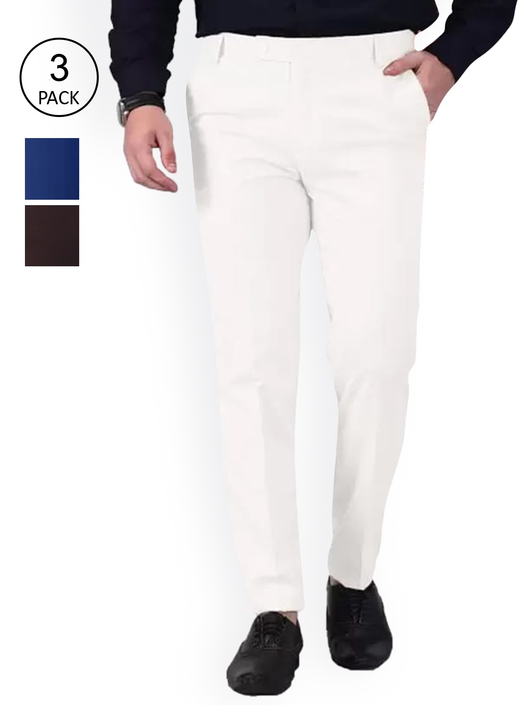 AD & AV Men Multicoloured Classic Easy Wash Chinos Trousers, Multi