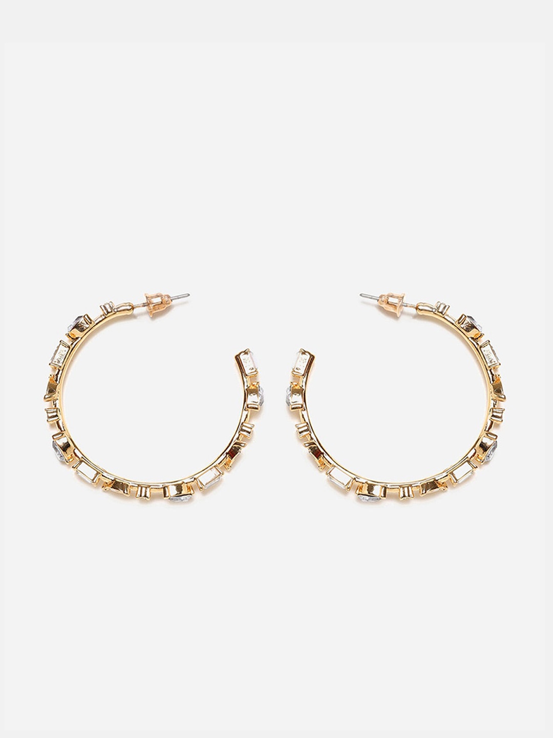 

W White Circular Half Hoop Earrings