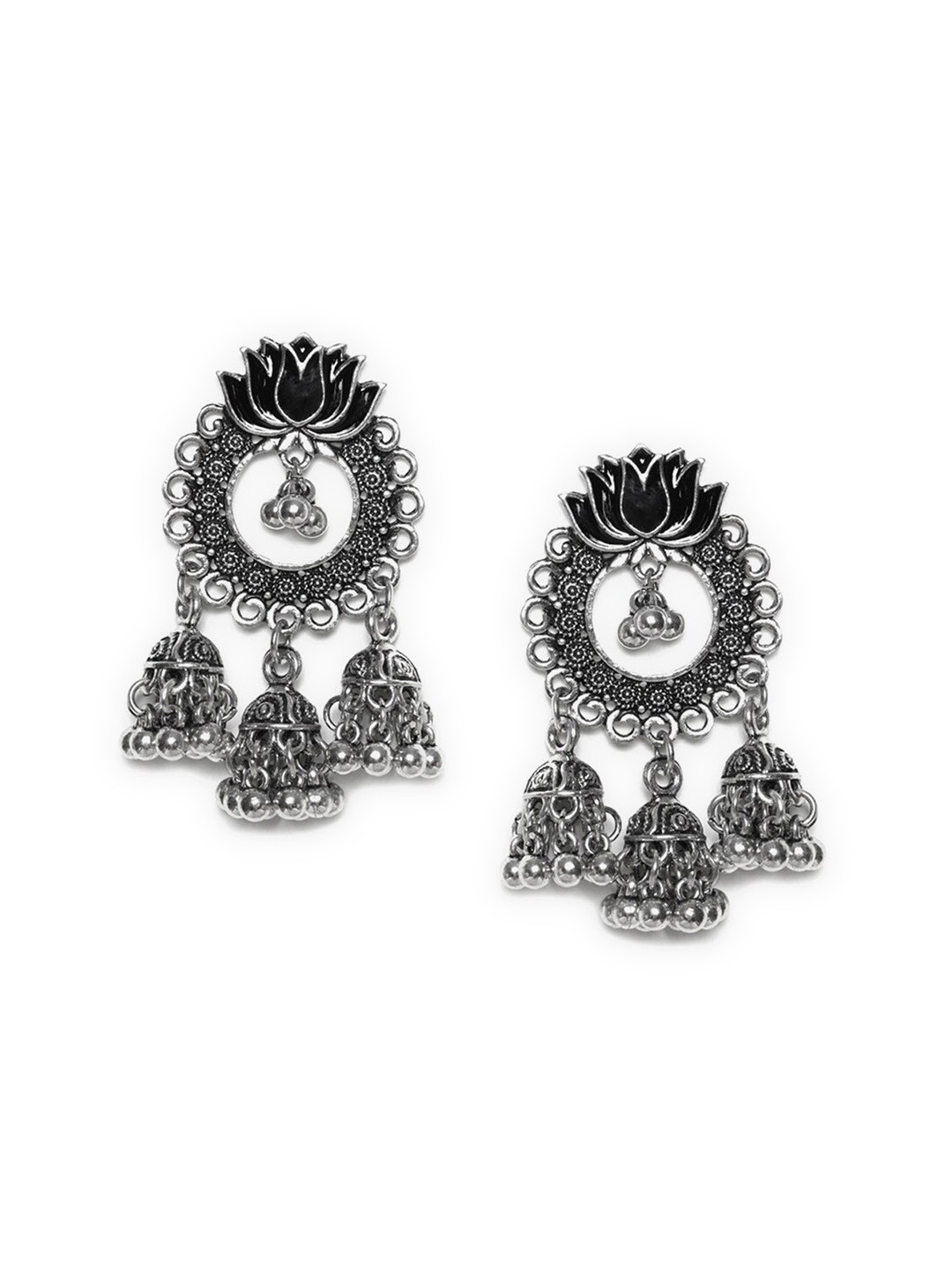 

W Black Dome Shaped Jhumkas Earrings
