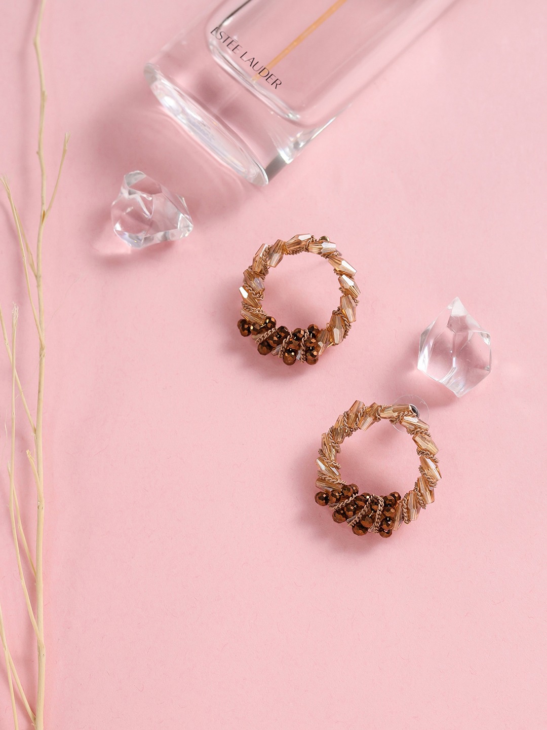 

W Beige Circular Studs Earrings