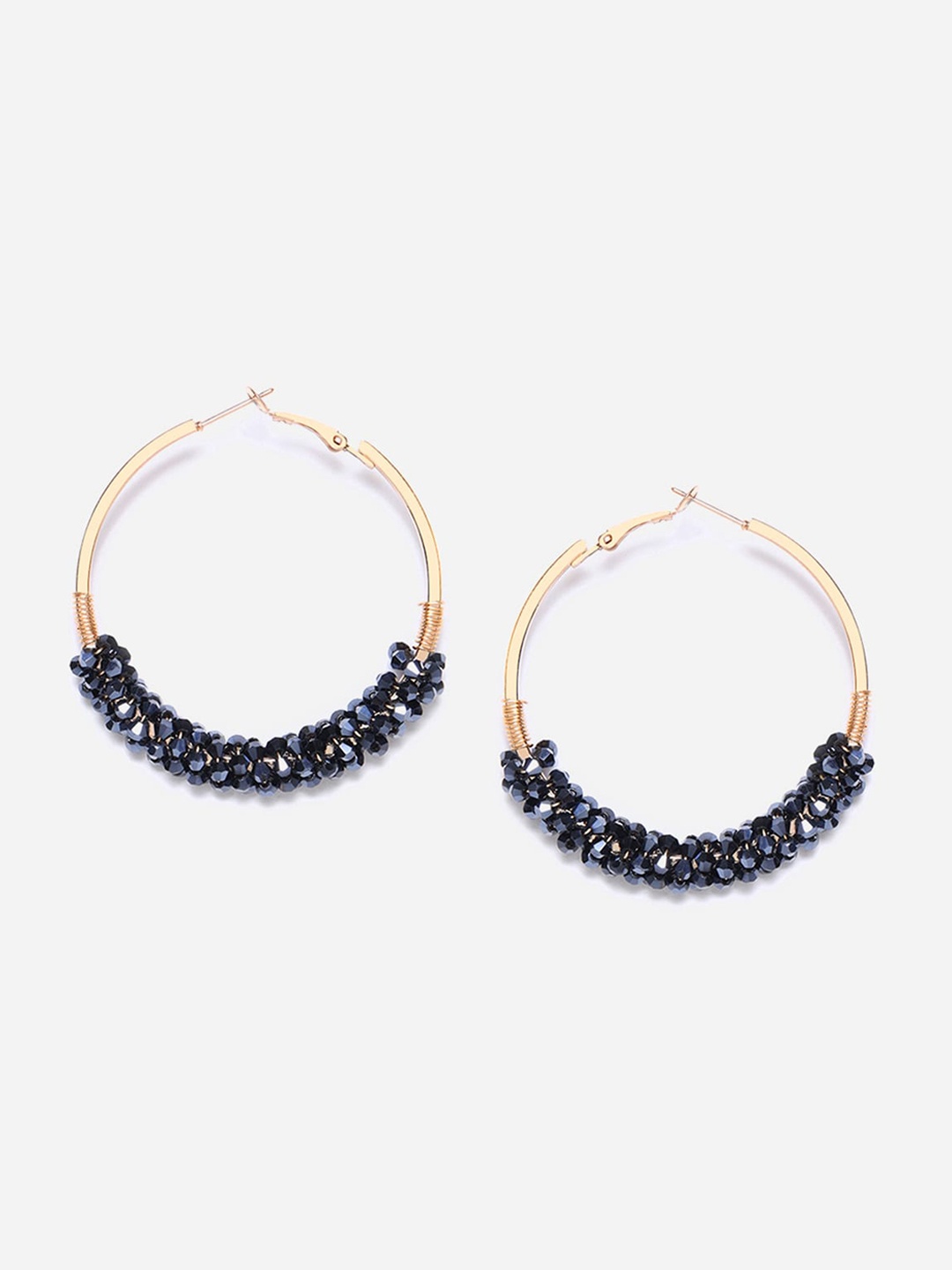 

W Gunmetal-Toned Circular Hoop Earrings, Metallic